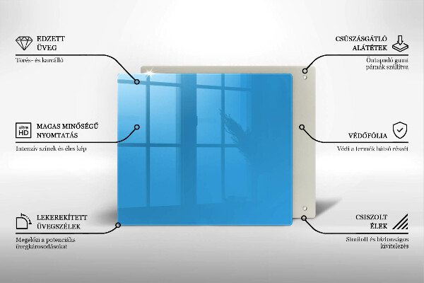 Üveg vágódeszka Kék szín