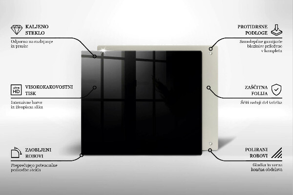 Üveg vágódeszka Fekete szín