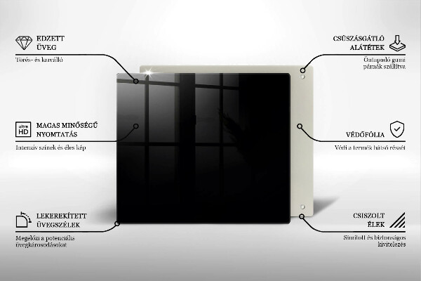 Üveg vágódeszka Fekete szín