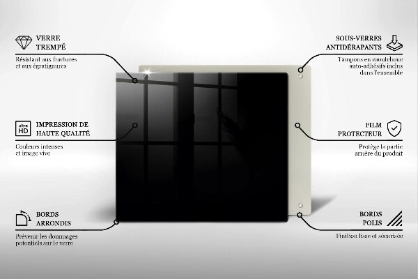 Üveg vágódeszka Fekete szín