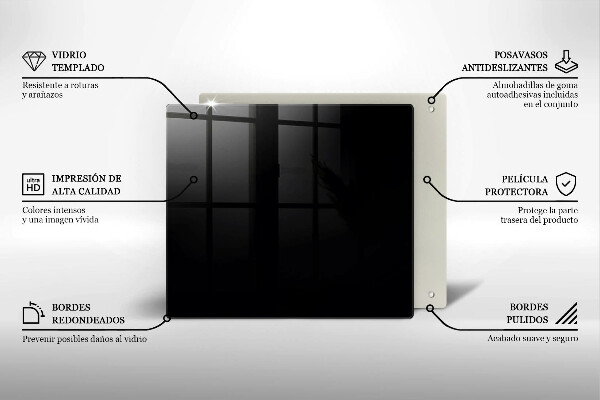 Üveg vágódeszka Fekete szín