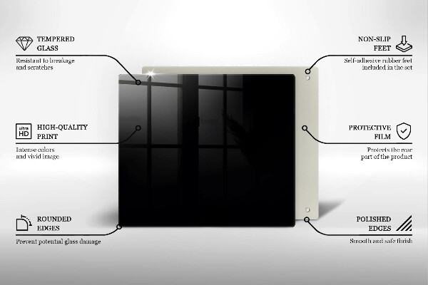 Üveg vágódeszka Fekete szín