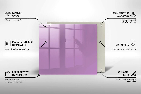 Üveg vágódeszka Lila színű