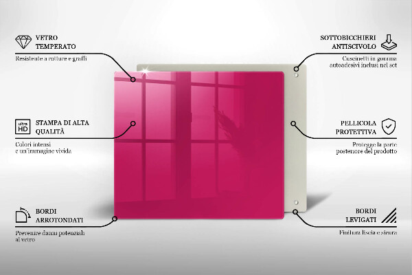 Üveg vágódeszka Rózsaszín szín
