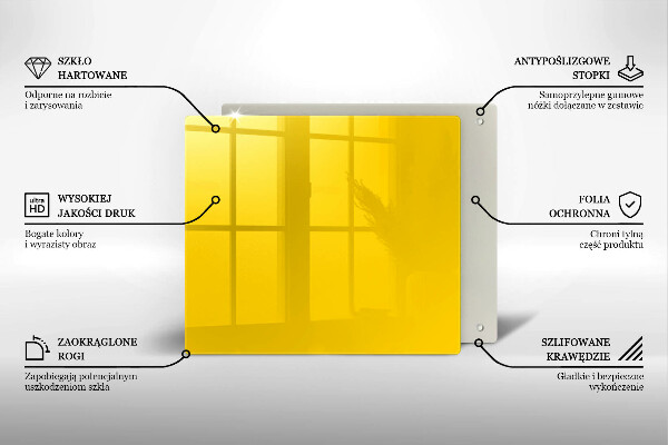 Üveg vágódeszka Sárga