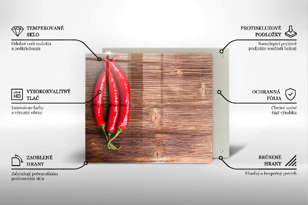 Üveg vágódeszka Chili paprika a fán