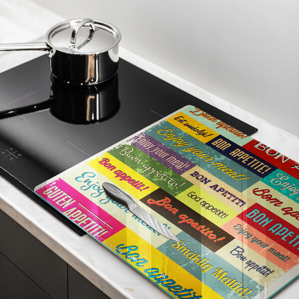 Üveg vágódeszka Feliratok Jó étvágyat nyelvek