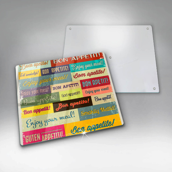 Üveg vágódeszka Feliratok Jó étvágyat nyelvek