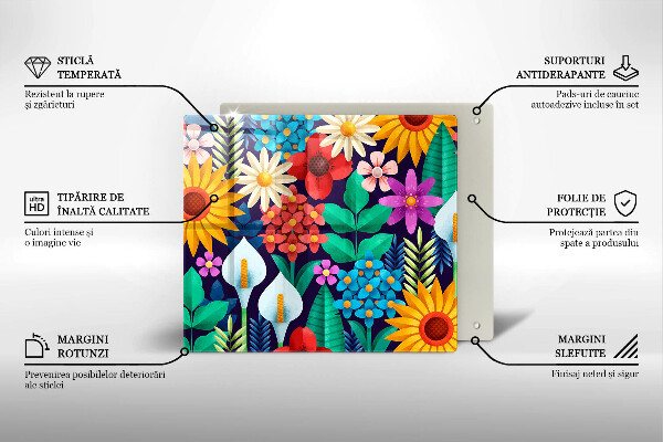 Üveg vágódeszka Virágok rét illusztráció