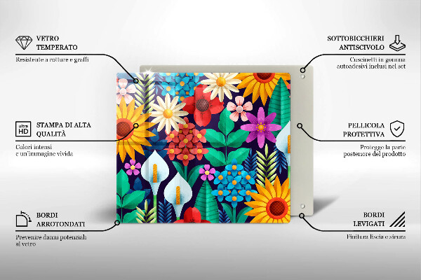 Üveg vágódeszka Virágok rét illusztráció