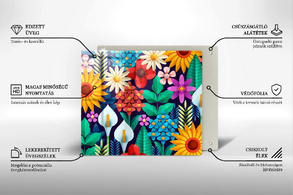 Üveg vágódeszka Virágok rét illusztráció