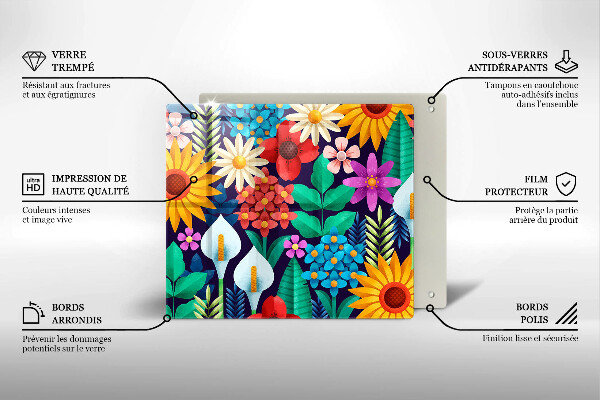 Üveg vágódeszka Virágok rét illusztráció