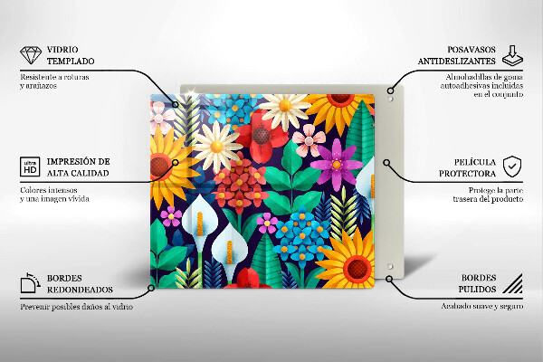 Üveg vágódeszka Virágok rét illusztráció