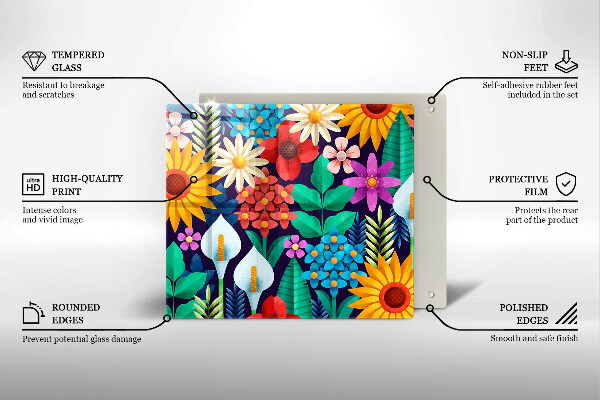 Üveg vágódeszka Virágok rét illusztráció