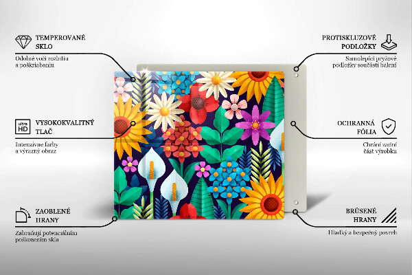 Üveg vágódeszka Virágok rét illusztráció