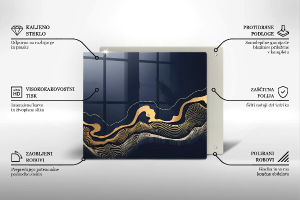 Üveg vágódeszka Absztrakt arany vonalak