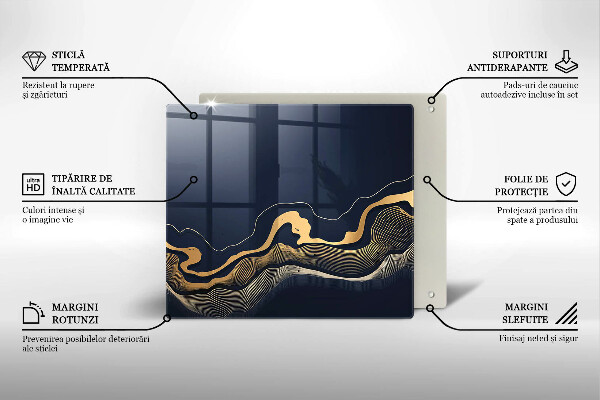 Üveg vágódeszka Absztrakt arany vonalak