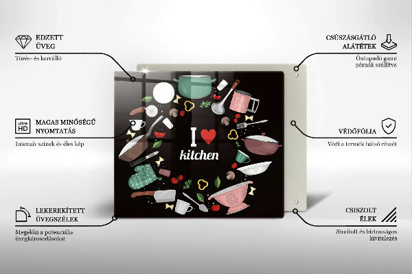 Üveg vágódeszka Illusztráció Imádom a konyhát