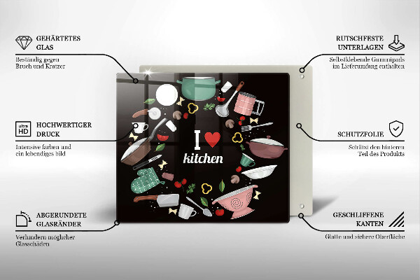 Üveg vágódeszka Illusztráció Imádom a konyhát