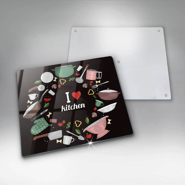 Üveg vágódeszka Illusztráció Imádom a konyhát