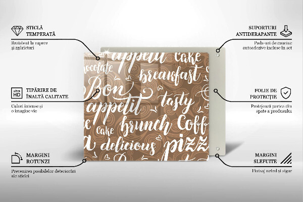 Üveg vágódeszka Bon appetit feliratok