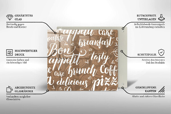 Üveg vágódeszka Bon appetit feliratok