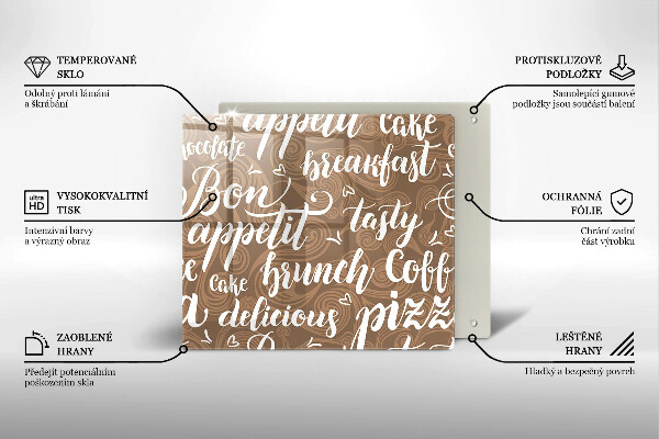 Üveg vágódeszka Bon appetit feliratok