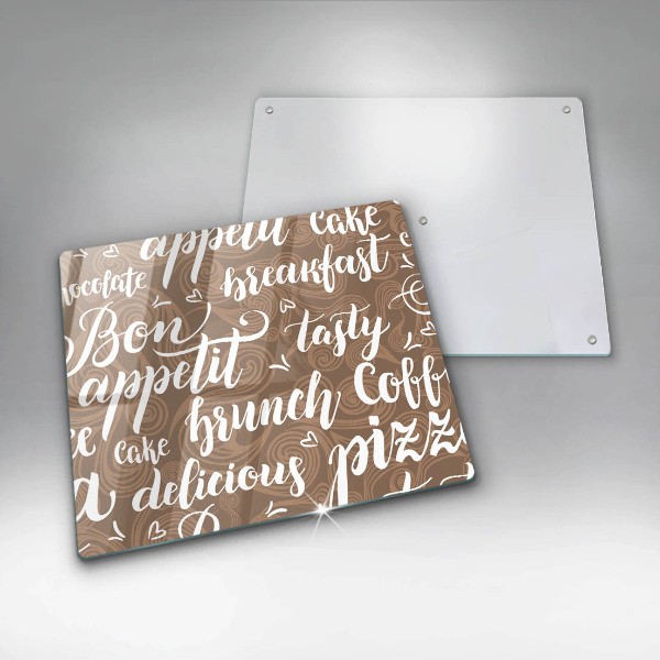 Üveg vágódeszka Bon appetit feliratok