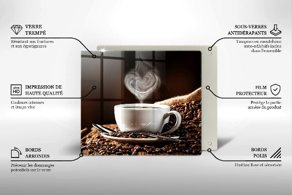 Üveg vágódeszka Kávé és egy csésze