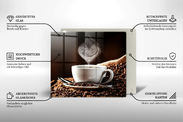 Üveg vágódeszka Kávé és egy csésze