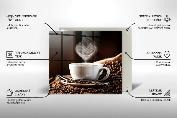 Üveg vágódeszka Kávé és egy csésze