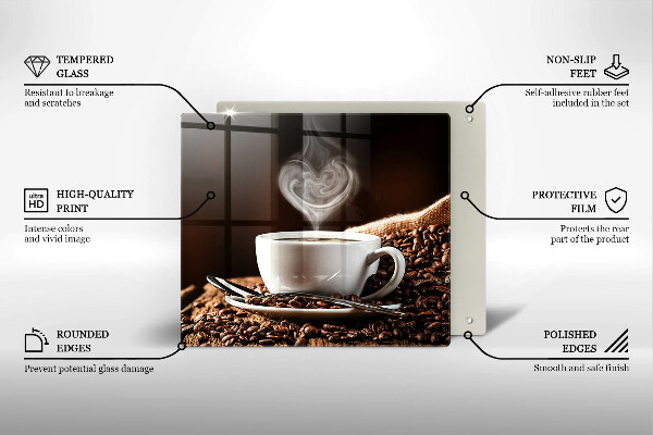 Üveg vágódeszka Kávé és egy csésze