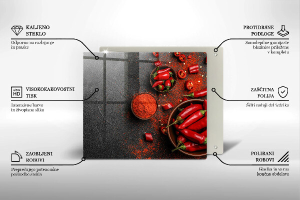 Üveg vágódeszka Piros chili paprika