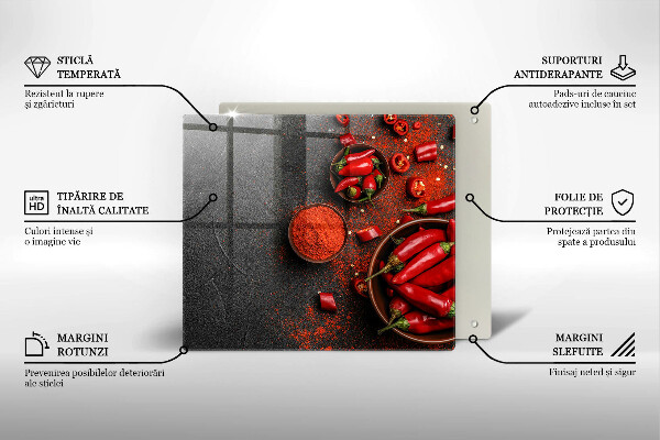 Üveg vágódeszka Piros chili paprika