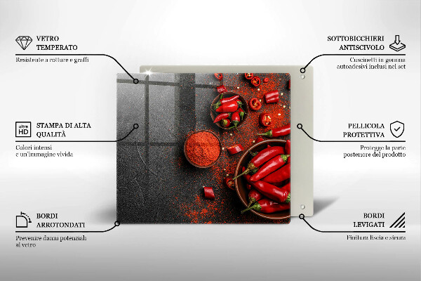 Üveg vágódeszka Piros chili paprika