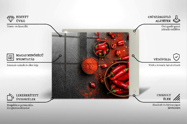 Üveg vágódeszka Piros chili paprika