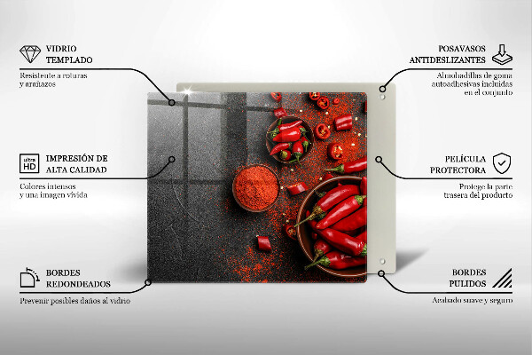 Üveg vágódeszka Piros chili paprika