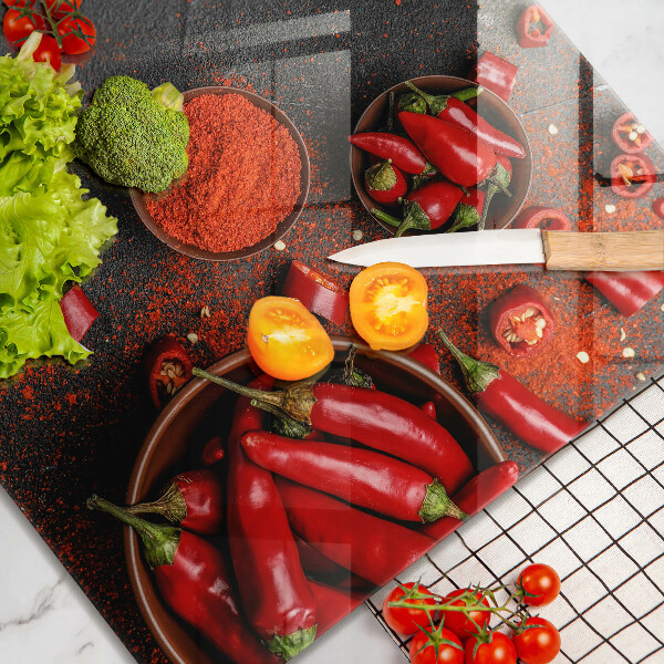 Üveg vágódeszka Piros chili paprika