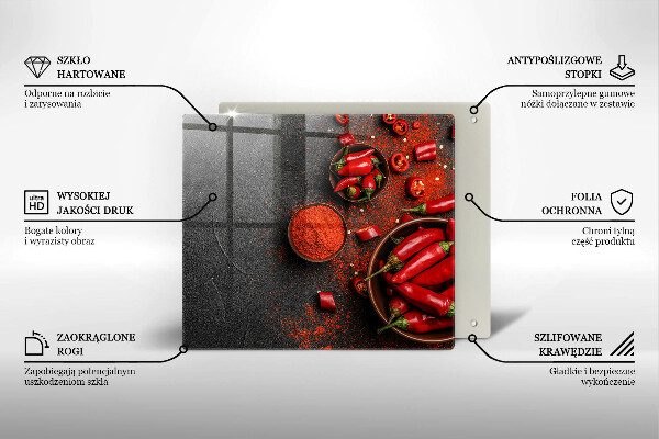 Üveg vágódeszka Piros chili paprika