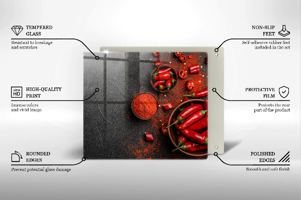 Üveg vágódeszka Piros chili paprika