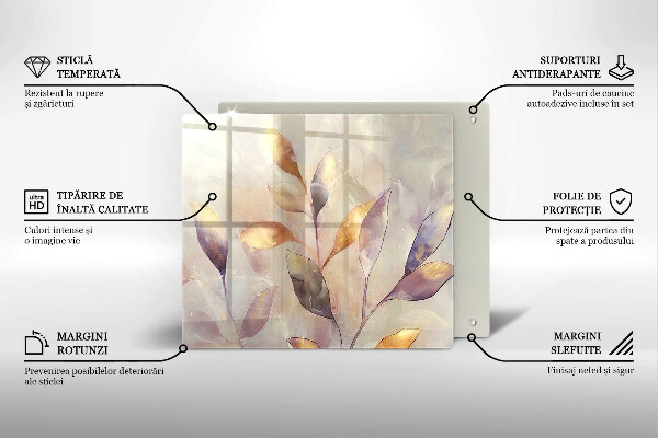 Üveg vágódeszka Festett boho levelek