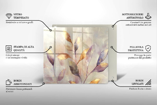 Üveg vágódeszka Festett boho levelek