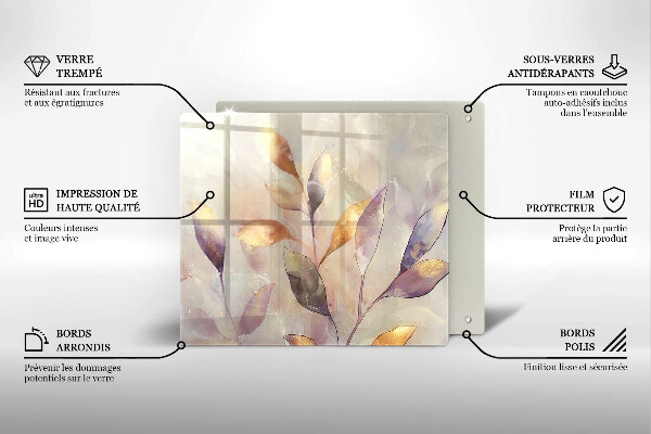 Üveg vágódeszka Festett boho levelek