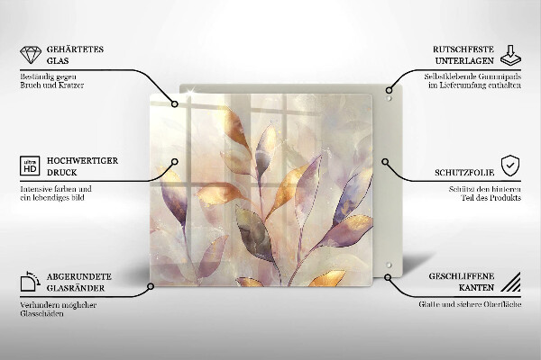 Üveg vágódeszka Festett boho levelek