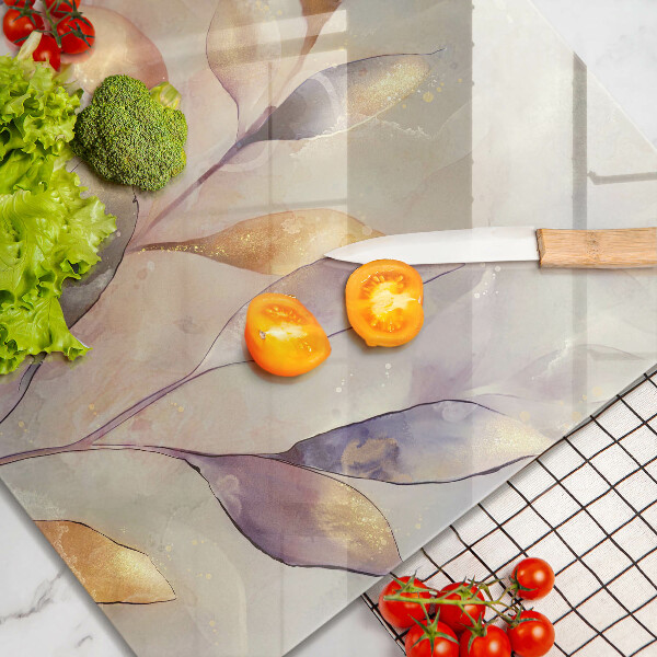 Üveg vágódeszka Festett boho levelek