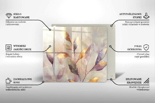 Üveg vágódeszka Festett boho levelek