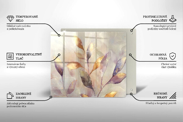 Üveg vágódeszka Festett boho levelek