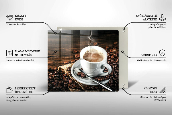 Üveg vágódeszka Csésze és kávébab