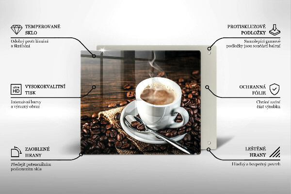 Üveg vágódeszka Csésze és kávébab