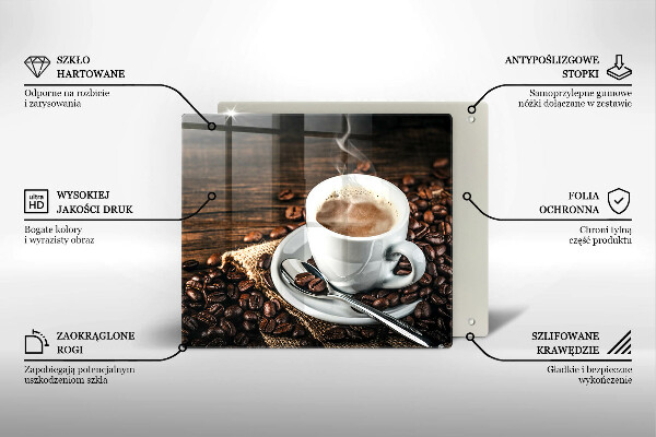 Üveg vágódeszka Csésze és kávébab